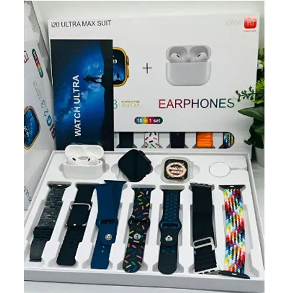 I20 Ultra Max Smartwatch Bundle - 10 Straps + AirPods Free