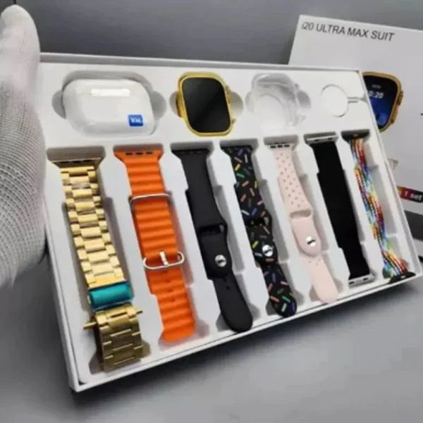 I20 Ultra Max Smartwatch Bundle - 10 Straps + AirPods Free