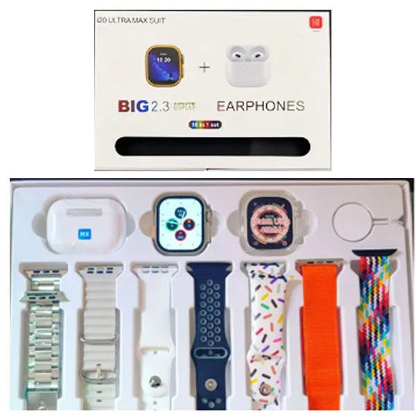 I20 Ultra Max Smartwatch Bundle - 10 Straps + AirPods Free